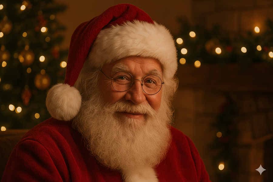 Santa Claus realistic performance in personalized video - Warm natural voice with perfect lip sync and facial expressions